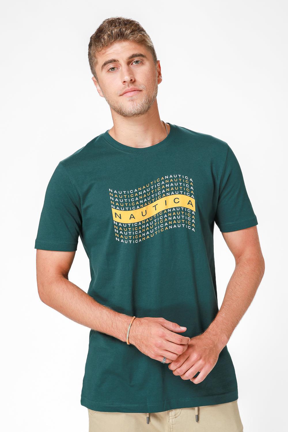 NAUTICA - טישירט לוגו בצבע ירוק - MASHBIR//365