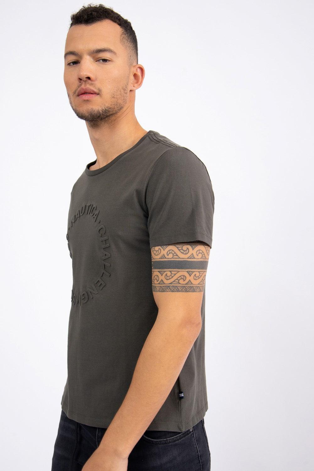 NAUTICA - טישירט לוגו עגול צבע זית - MASHBIR//365