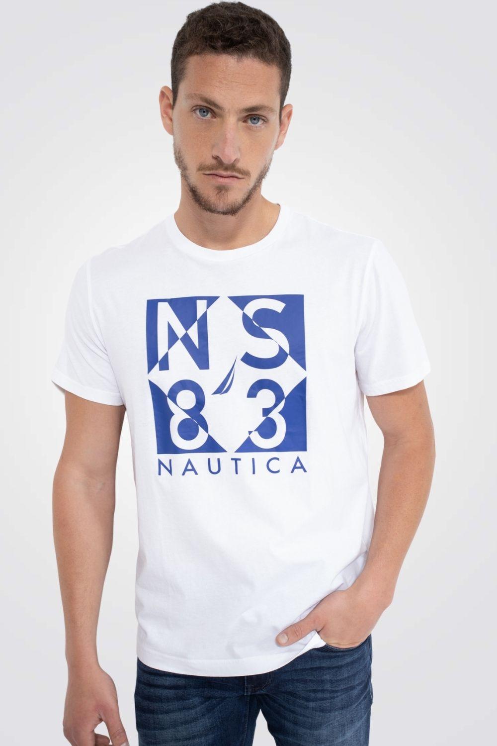 NAUTICA - טישירט לוגו לבנה - MASHBIR//365