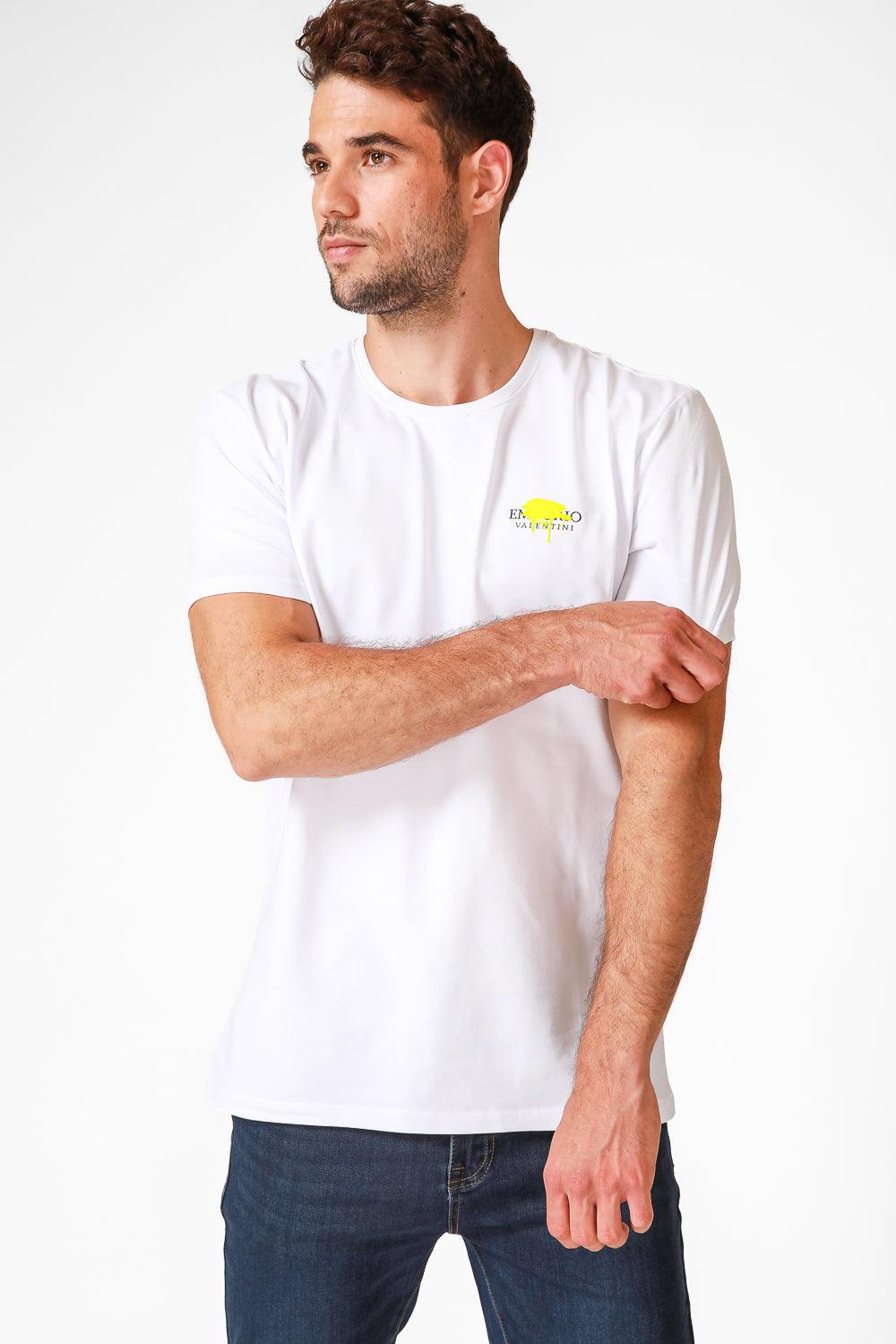 EMPORIO VALENTINI - טישירט לוגו לבנה עם גרפיטי קטן - MASHBIR//365