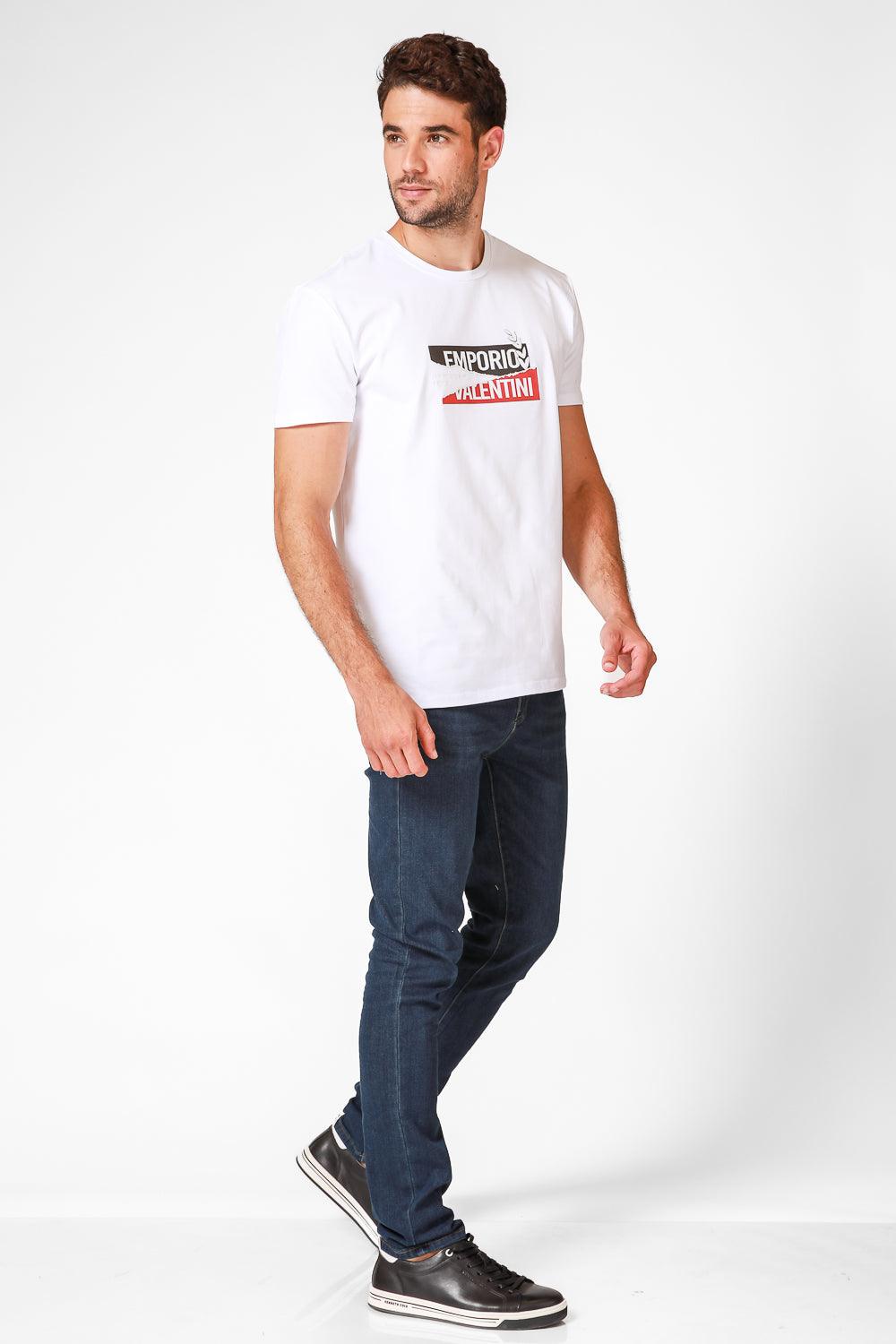 EMPORIO VALENTINI - טישירט לוגו לבנה עם כיתוב לוגו - MASHBIR//365