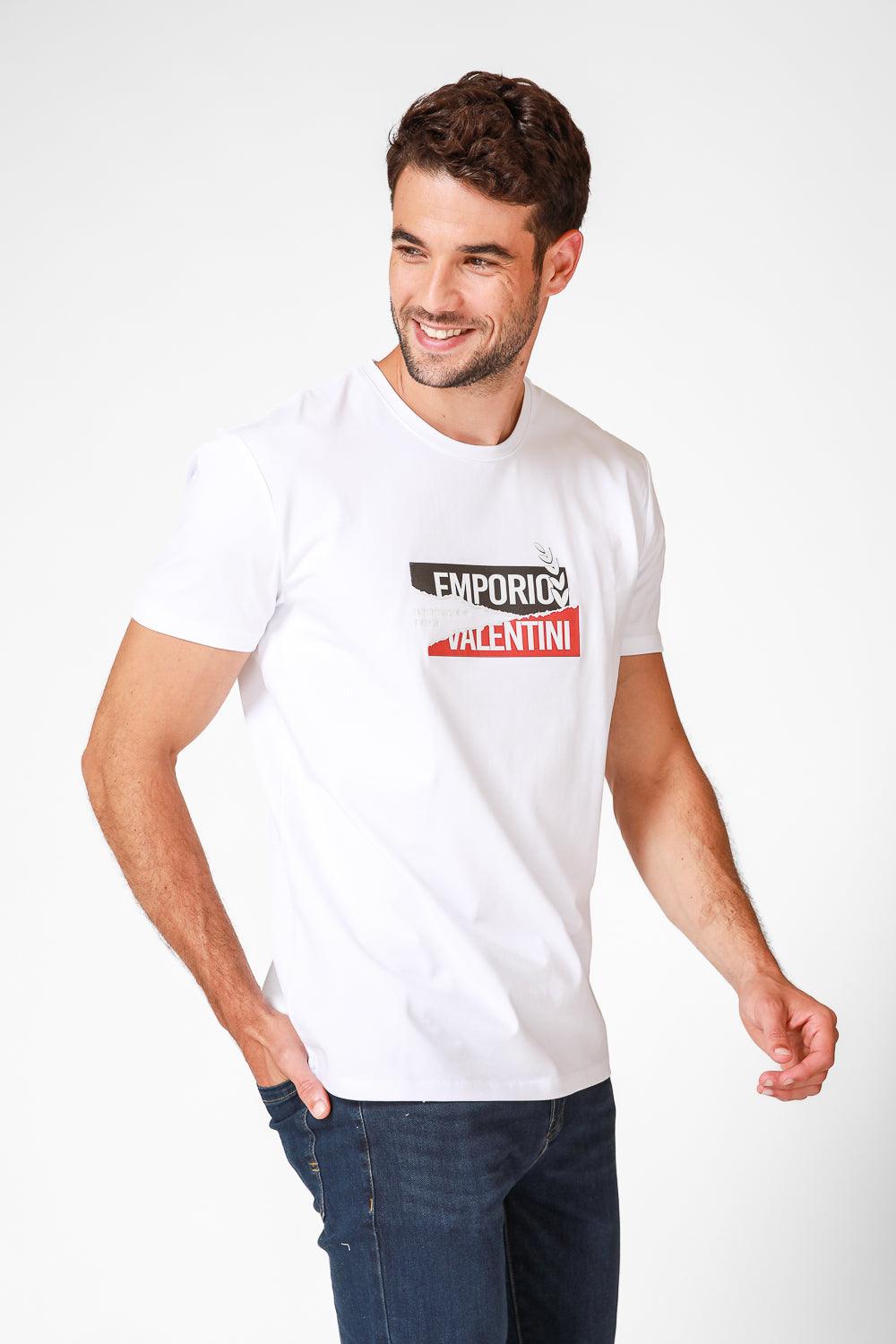 EMPORIO VALENTINI - טישירט לוגו לבנה עם כיתוב לוגו - MASHBIR//365