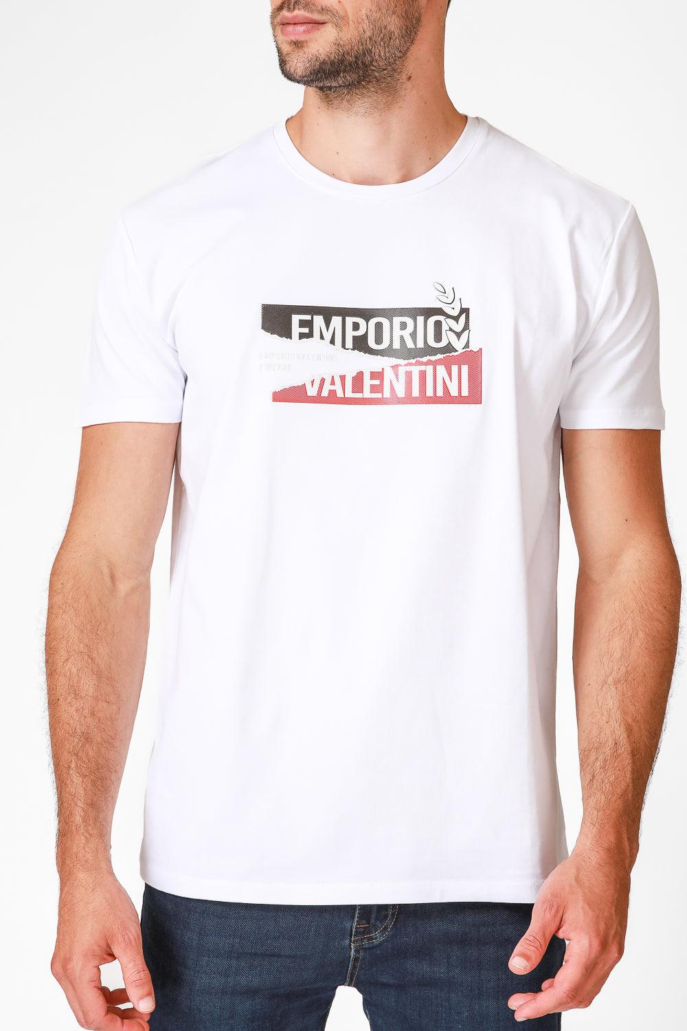EMPORIO VALENTINI - טישירט לוגו לבנה עם כיתוב לוגו - MASHBIR//365