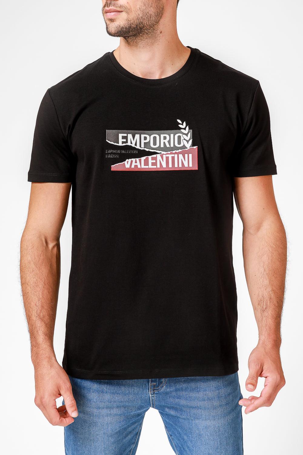 EMPORIO VALENTINI - טישירט לוגו שחורה עם כיתוב לוגו - MASHBIR//365
