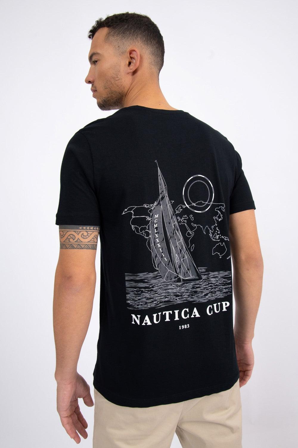 NAUTICA - טישירט עם הדפס שחורה - MASHBIR//365