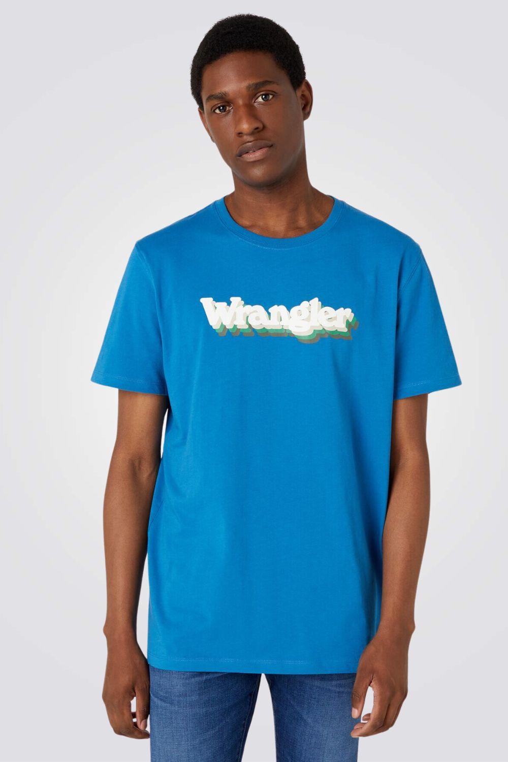 WRANGLER - טישירט עם כיתוב לוגו בצבע כחול - MASHBIR//365