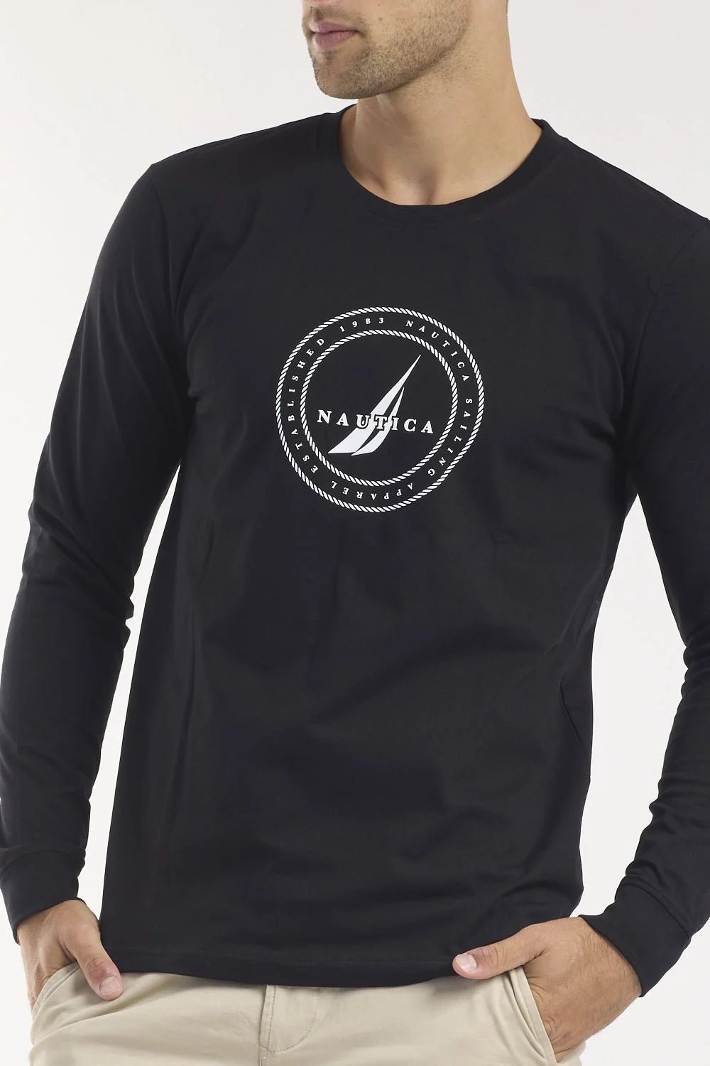 NAUTICA - טישירט עם לוגו צבע שחור - MASHBIR//365