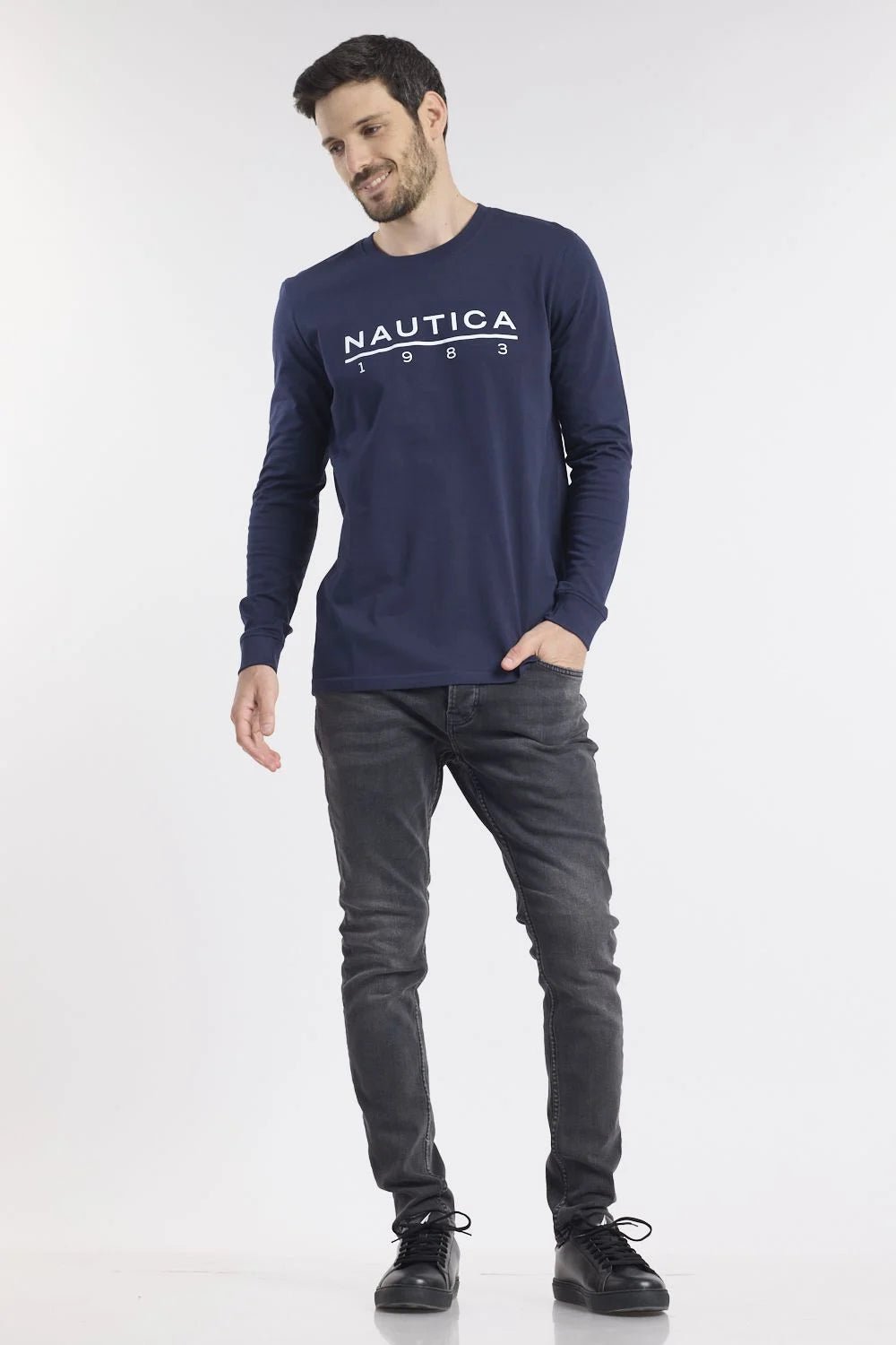 NAUTICA - טישירט נייבי עם כיתוב לוגו - MASHBIR//365