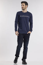 NAUTICA - טישירט נייבי עם כיתוב לוגו - MASHBIR//365