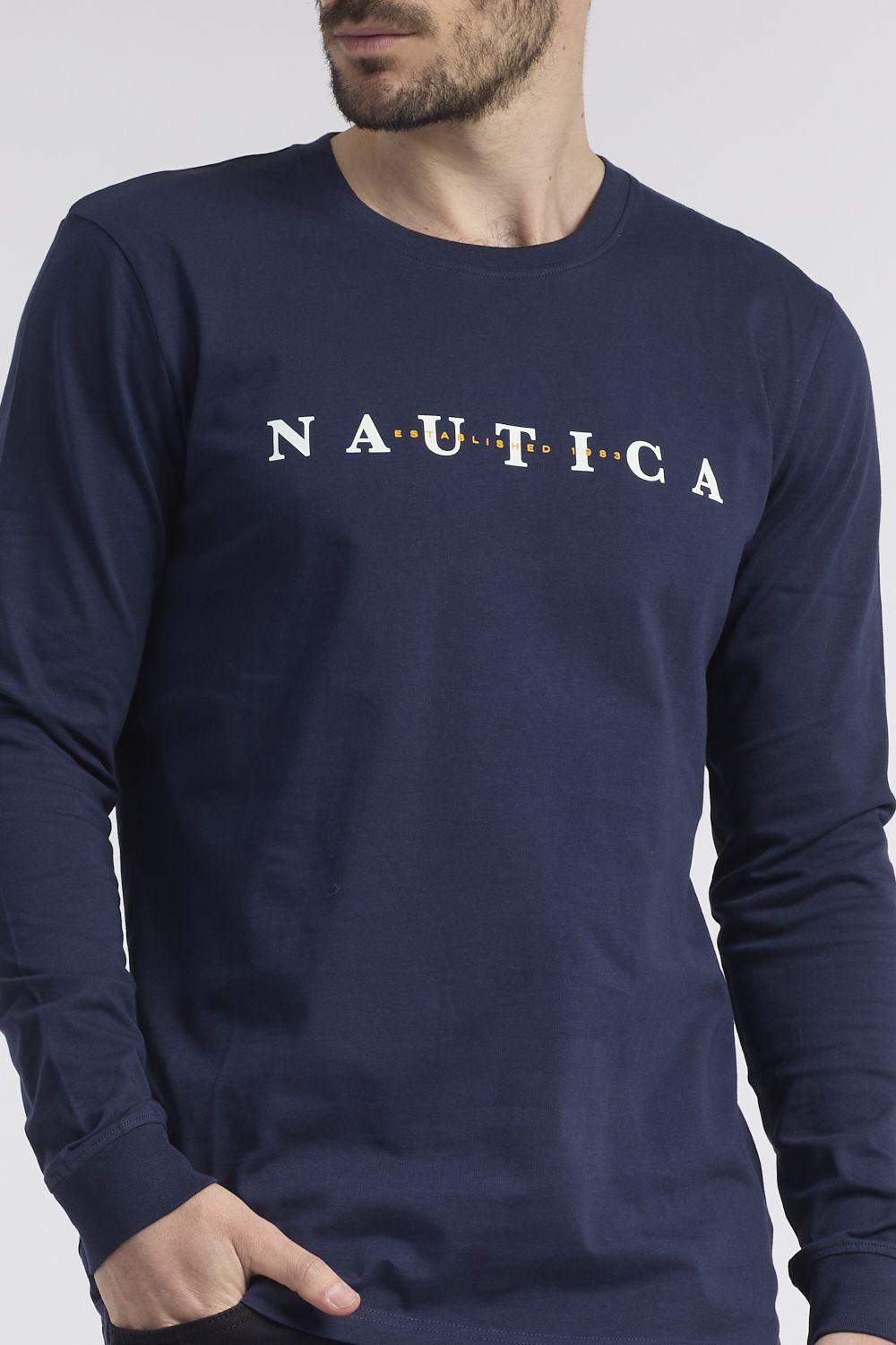 NAUTICA - טישירט נייבי עם כיתוב לוגו - MASHBIR//365