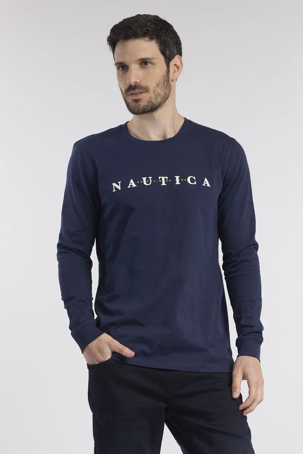 NAUTICA - טישירט נייבי עם כיתוב לוגו - MASHBIR//365