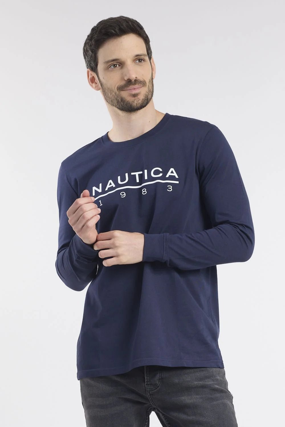 NAUTICA - טישירט נייבי עם כיתוב לוגו - MASHBIR//365