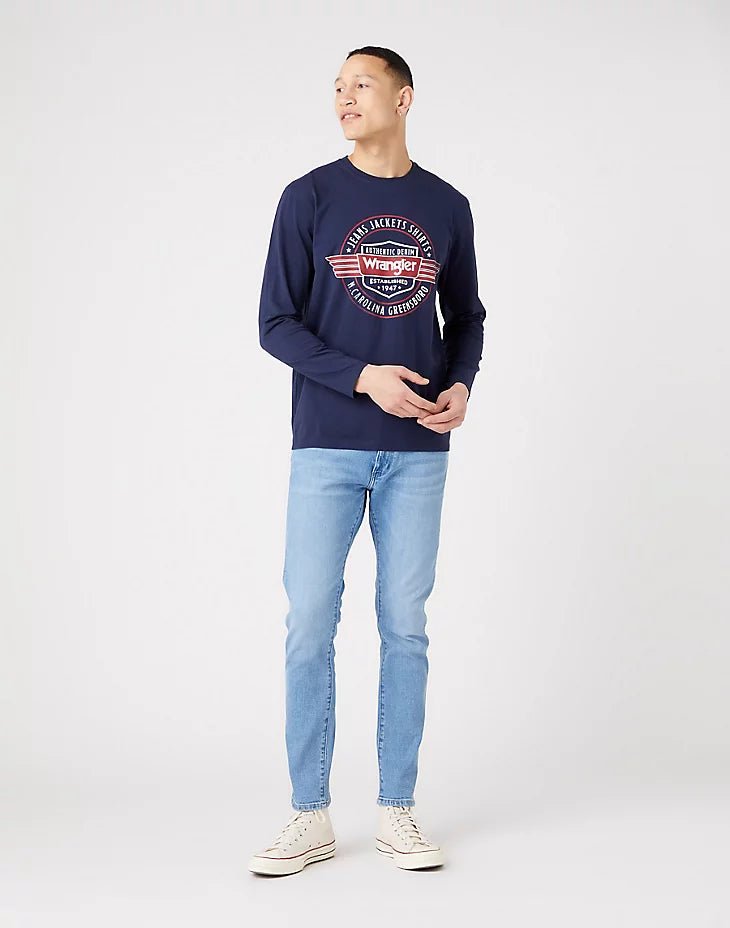 WRANGLER - טישירט נייבי עם לוגו שרוול ארוך - MASHBIR//365