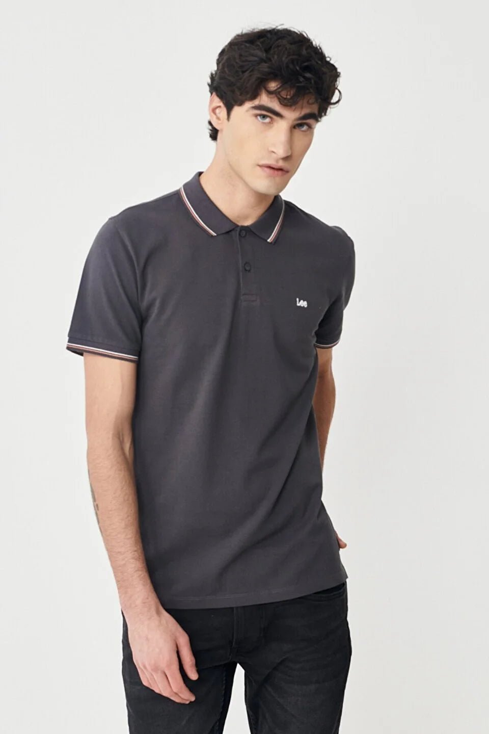LEE - טישירט PIQUE POLO בצבע אפור - MASHBIR//365