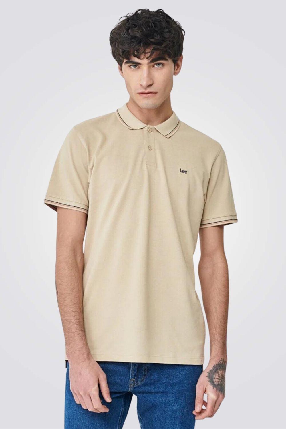 LEE - טישירט PIQUE POLO בצבע בז' - MASHBIR//365