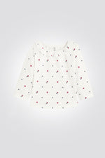 OBAIBI - טישירט טריקו שרוול ארוך פרחונית ורודה לתינוקת עם צווארון מסולסל - MASHBIR//365