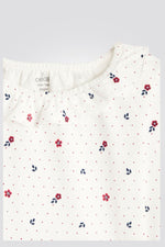 OBAIBI - טישירט טריקו שרוול ארוך פרחונית ורודה לתינוקת עם צווארון מסולסל - MASHBIR//365