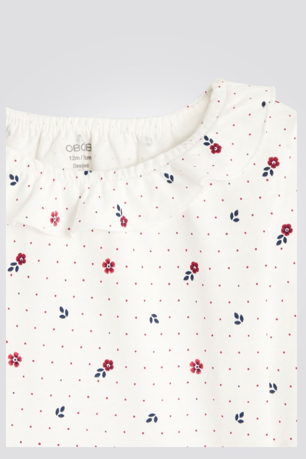 OBAIBI - טישירט טריקו שרוול ארוך פרחונית ורודה לתינוקת עם צווארון מסולסל - MASHBIR//365