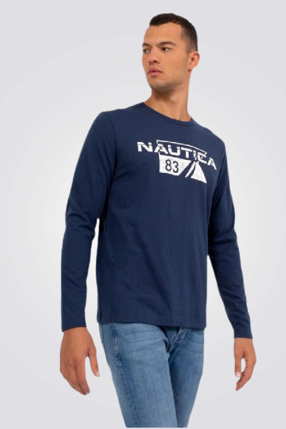 NAUTICA - טישירט שרוולים ארוכים בהדפס לוגו - MASHBIR//365