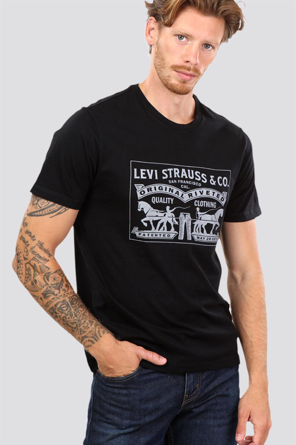 LEVI'S - טישירט שחור הדפס סוסים לבן - MASHBIR//365