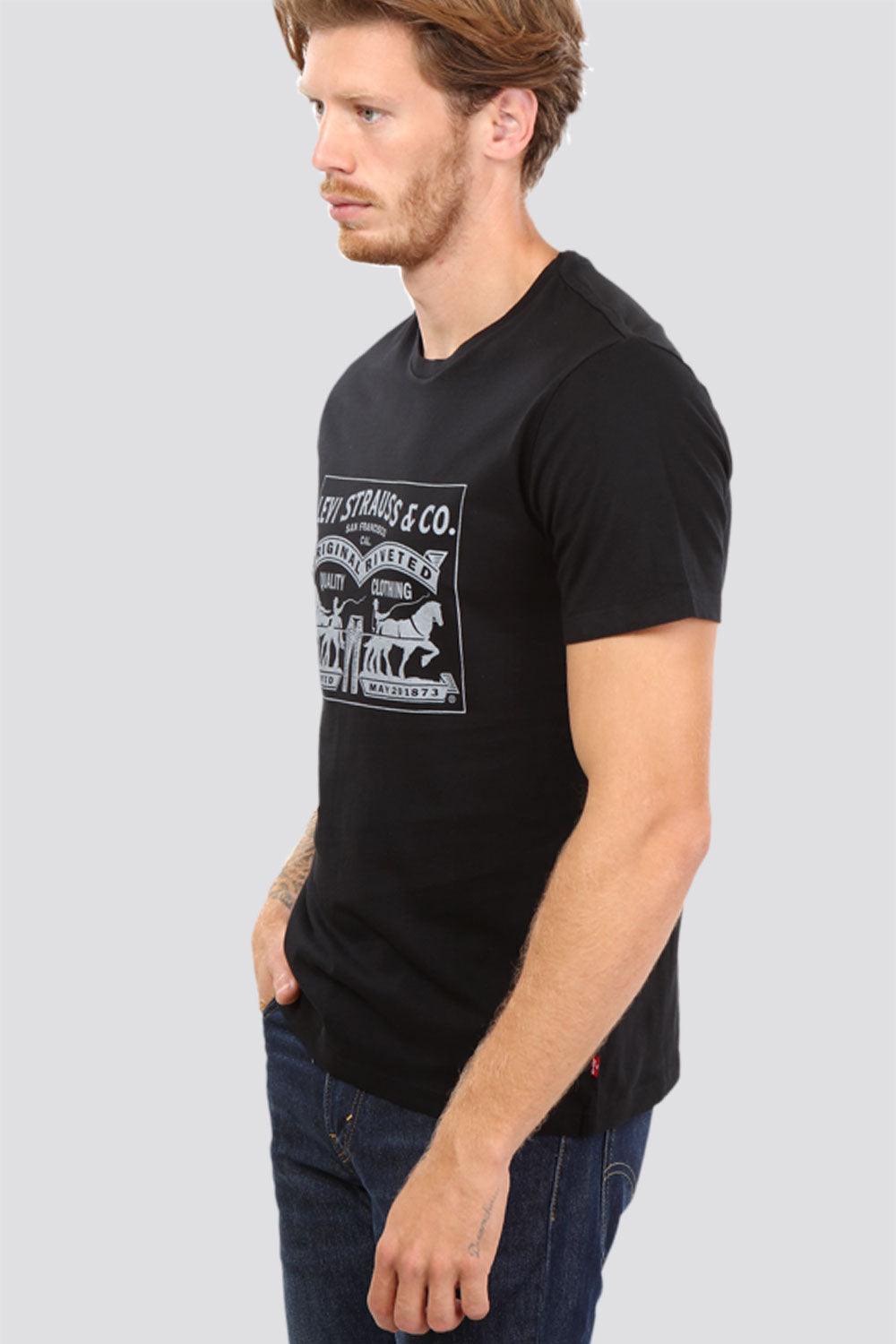 LEVI'S - טישירט שחור הדפס סוסים לבן - MASHBIR//365