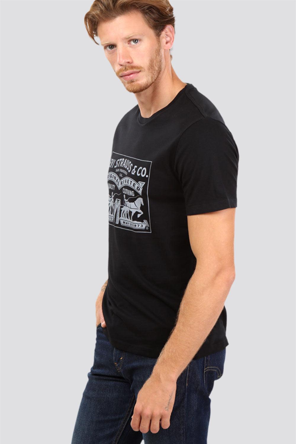 LEVI'S - טישירט שחור הדפס סוסים לבן - MASHBIR//365