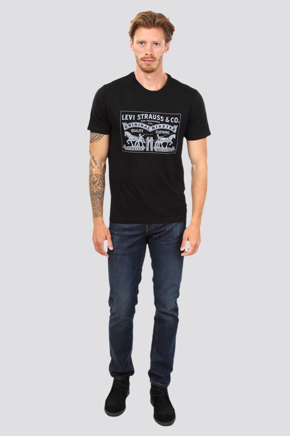 LEVI'S - טישירט שחור הדפס סוסים לבן - MASHBIR//365