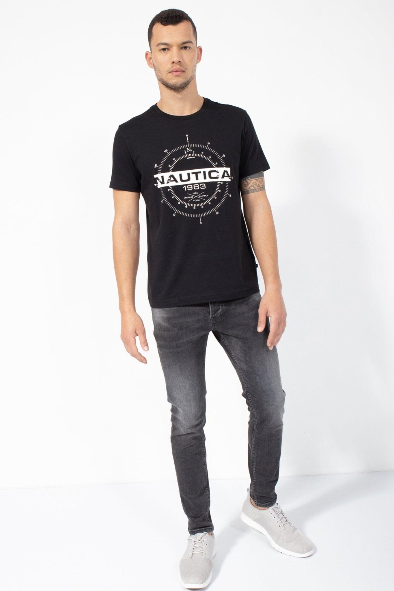 NAUTICA - טישירט שחורה הדפס MARINE - MASHBIR//365