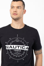 NAUTICA - טישירט שחורה הדפס MARINE - MASHBIR//365