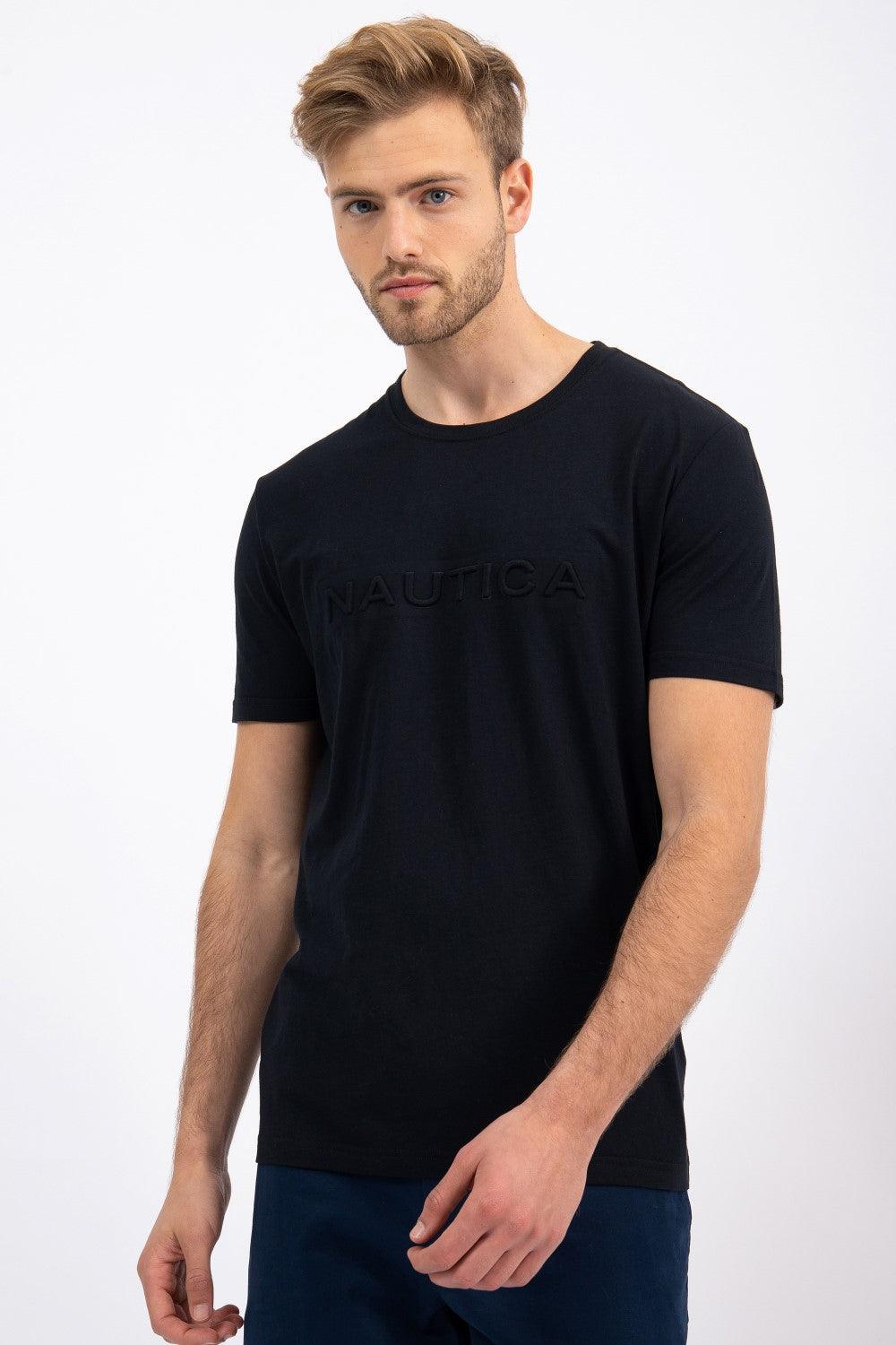 NAUTICA - טישירט שחורה לוגו רקום - MASHBIR//365