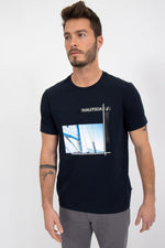 NAUTICA - טישירט שחורה עם הדפס - MASHBIR//365
