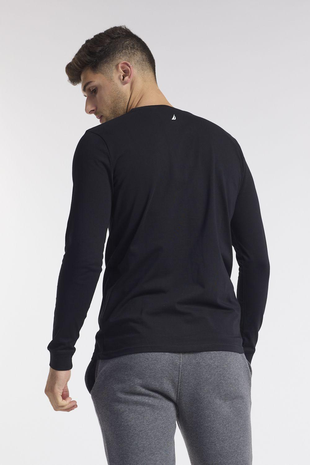 NAUTICA - טישירט שחורה עם כיתוב לוגו - MASHBIR//365