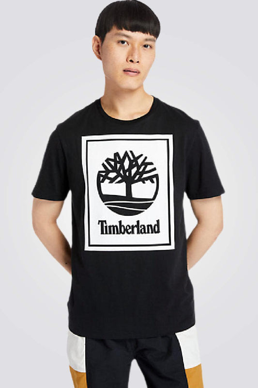 TIMBERLAND - טישירט שחורה מסגרת לוגו - MASHBIR//365