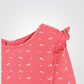 OBAIBI - טישירט תינוקות ריבס שרוול ארוך עם וולן בכתף בצבע ורוד עם הדפס פפיונים בלבן - MASHBIR//365 - 2