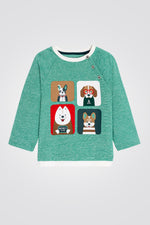 OBAIBI - טישירט תינוקות שרוול ארוך ירוק בהיר עם הדפס חיות - MASHBIR//365