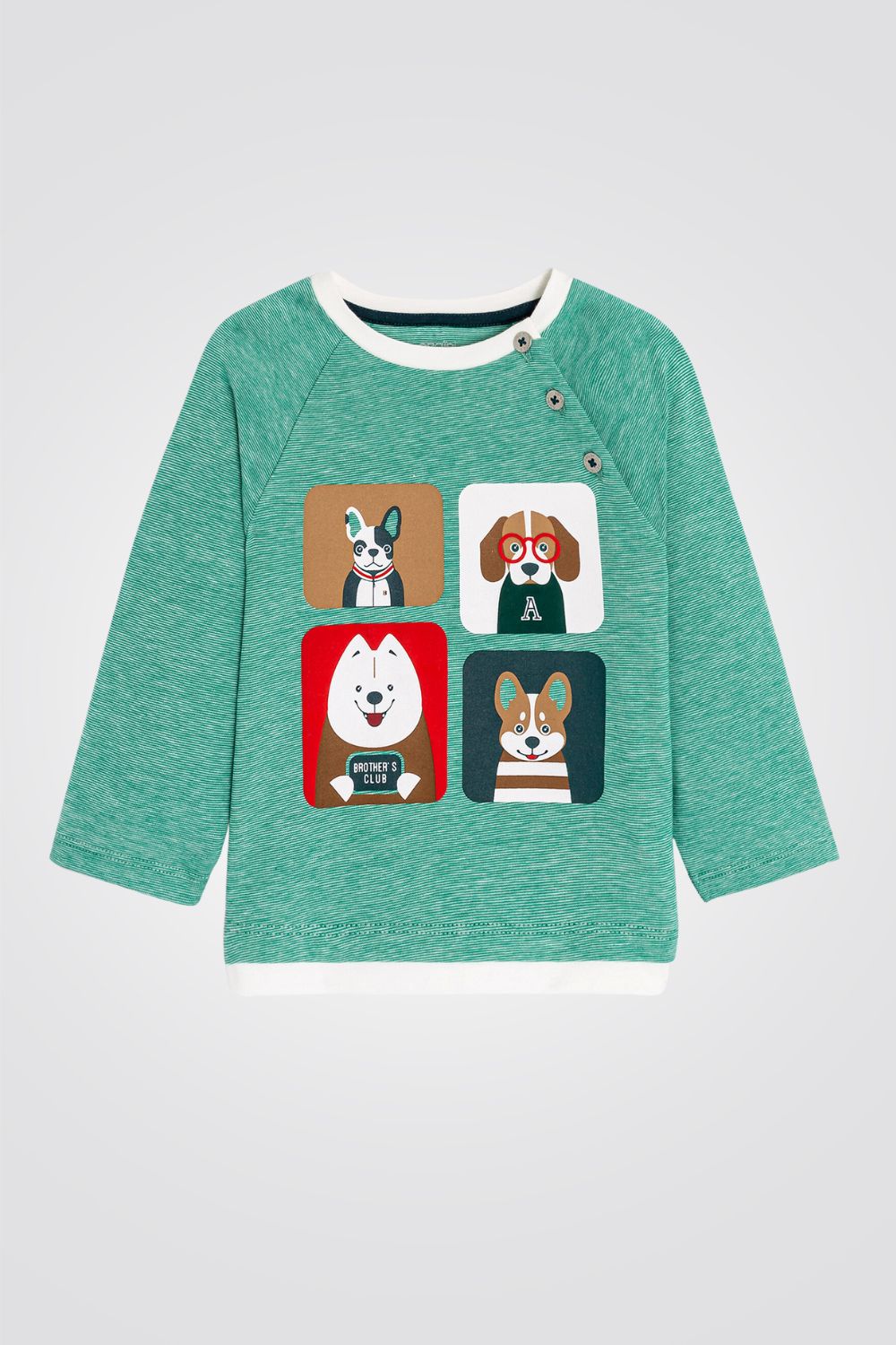 OBAIBI - טישירט תינוקות שרוול ארוך ירוק בהיר עם הדפס חיות - MASHBIR//365