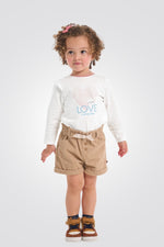 OBAIBI - טישירט תינוקות שרוול ארוך שמנת עם הדפס לב - MASHBIR//365