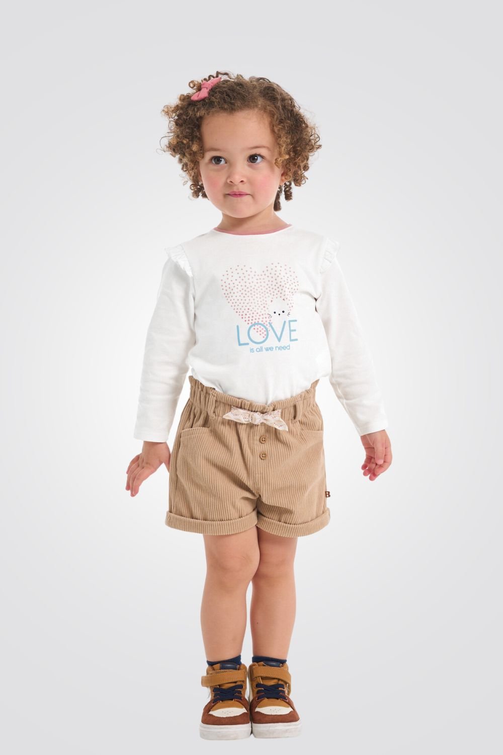 OBAIBI - טישירט תינוקות שרוול ארוך שמנת עם הדפס לב - MASHBIR//365