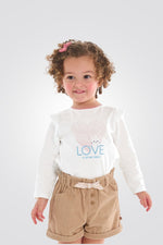 OBAIBI - טישירט תינוקות שרוול ארוך שמנת עם הדפס לב - MASHBIR//365