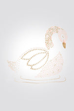 OBAIBI - טישירט תינוקות שרוול קצר לבנה עם ברבור ניטים זהב וורוד - MASHBIR//365