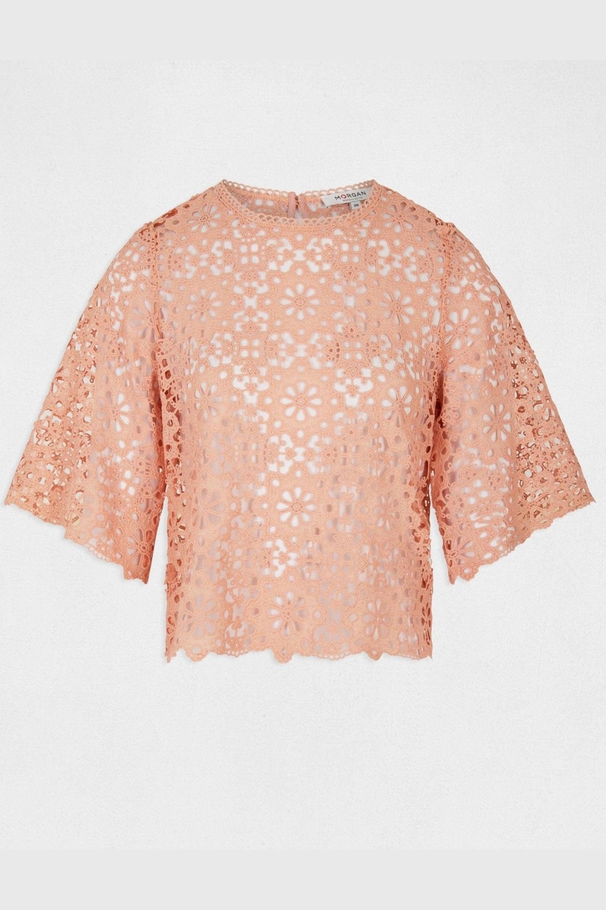 MORGAN - טישירט תחרה בצבע ורוד - MASHBIR//365