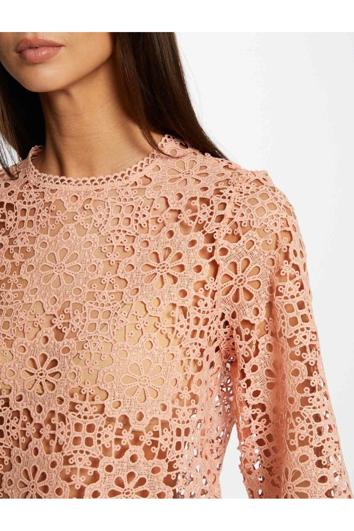 MORGAN - טישירט תחרה בצבע ורוד - MASHBIR//365