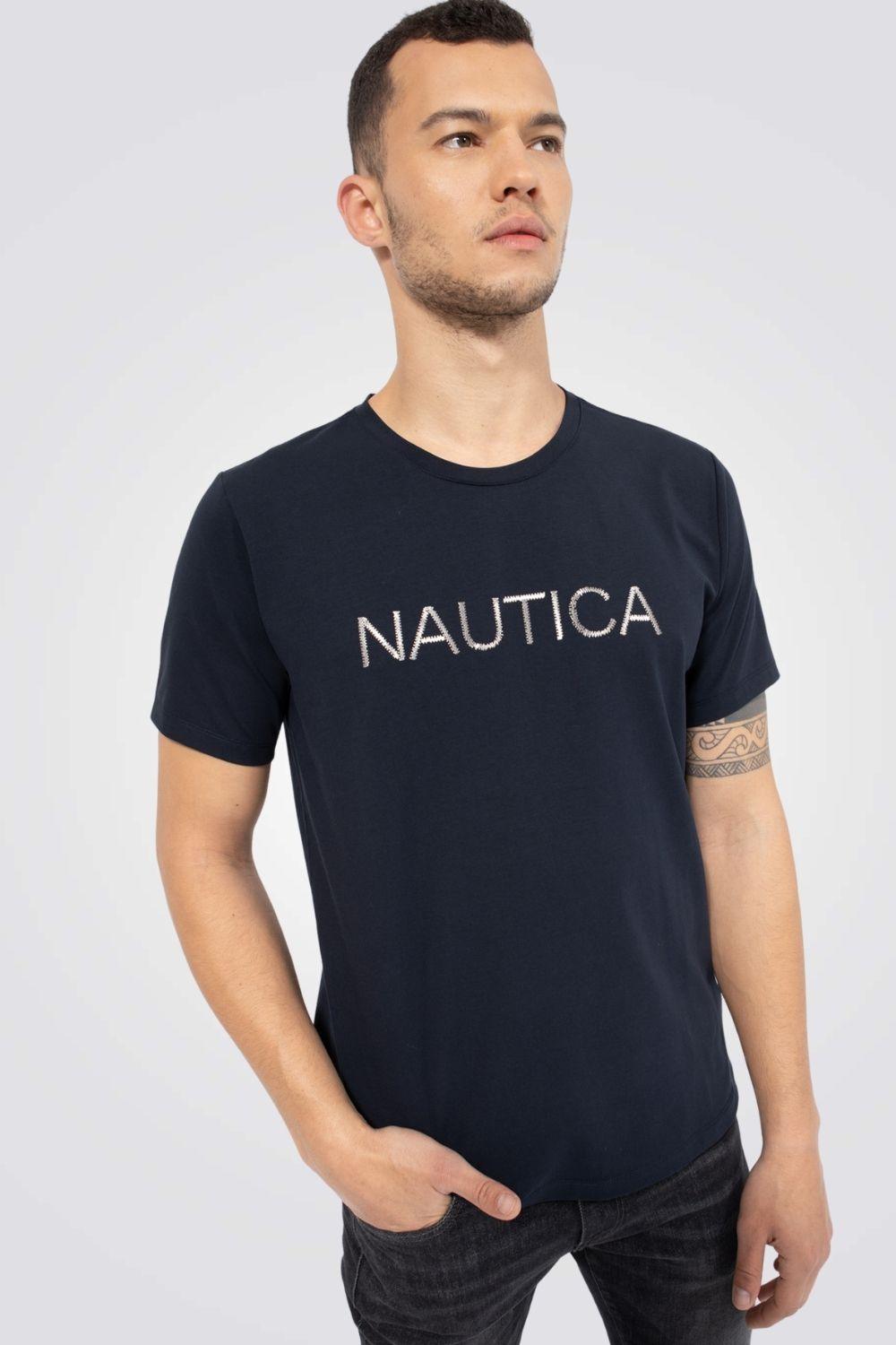 NAUTICA - טישירט כחולה לוגו גומי מטאלי - MASHBIR//365