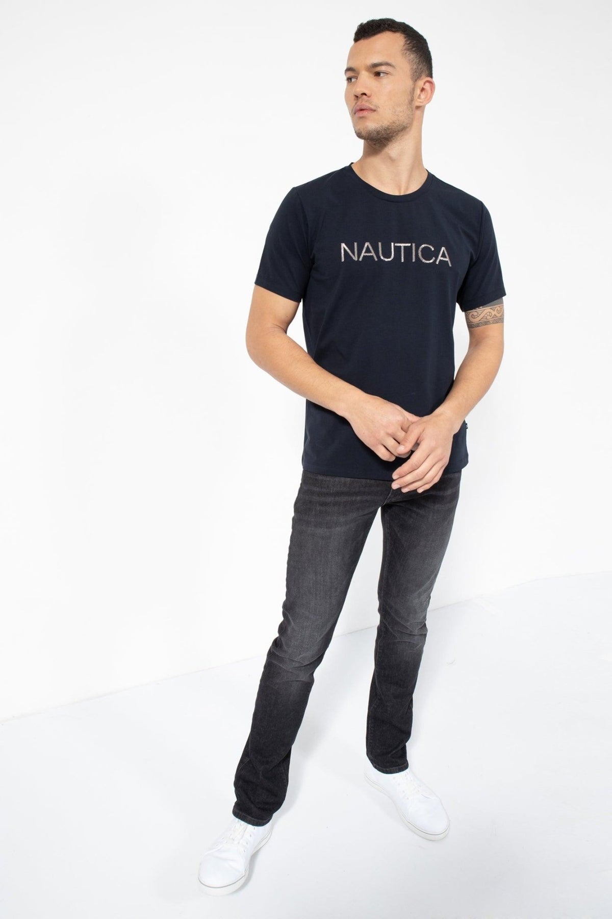 NAUTICA - טישירט כחולה לוגו גומי מטאלי - MASHBIR//365