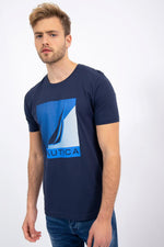 NAUTICA - טישירט כחולה עם הדפס לוגו - MASHBIR//365