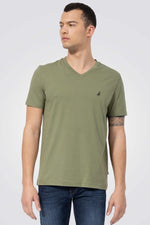 NAUTICA - טישירט צווארון V ירוק זית - MASHBIR//365