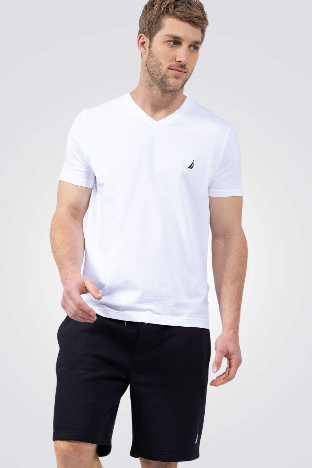 NAUTICA - טישירט צווארון V לבן - MASHBIR//365