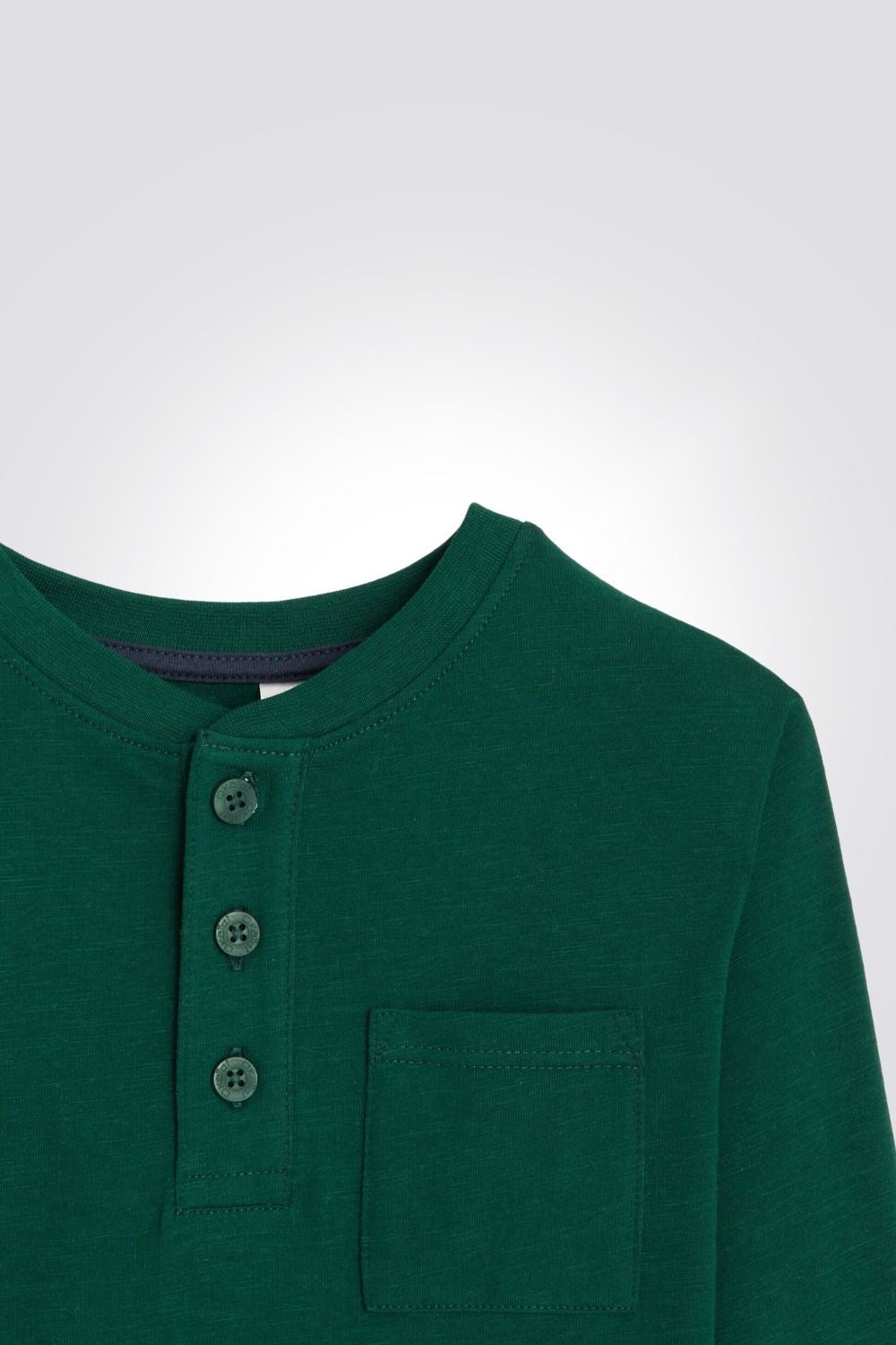 OKAIDI - טישרט ילדים שרוול ארוך עם כפתורים בחזית בירוק - MASHBIR//365