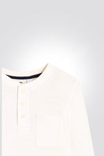 OKAIDI - טישרט ילדים שרוול ארוך עם כפתורים בחזית בלבן - MASHBIR//365
