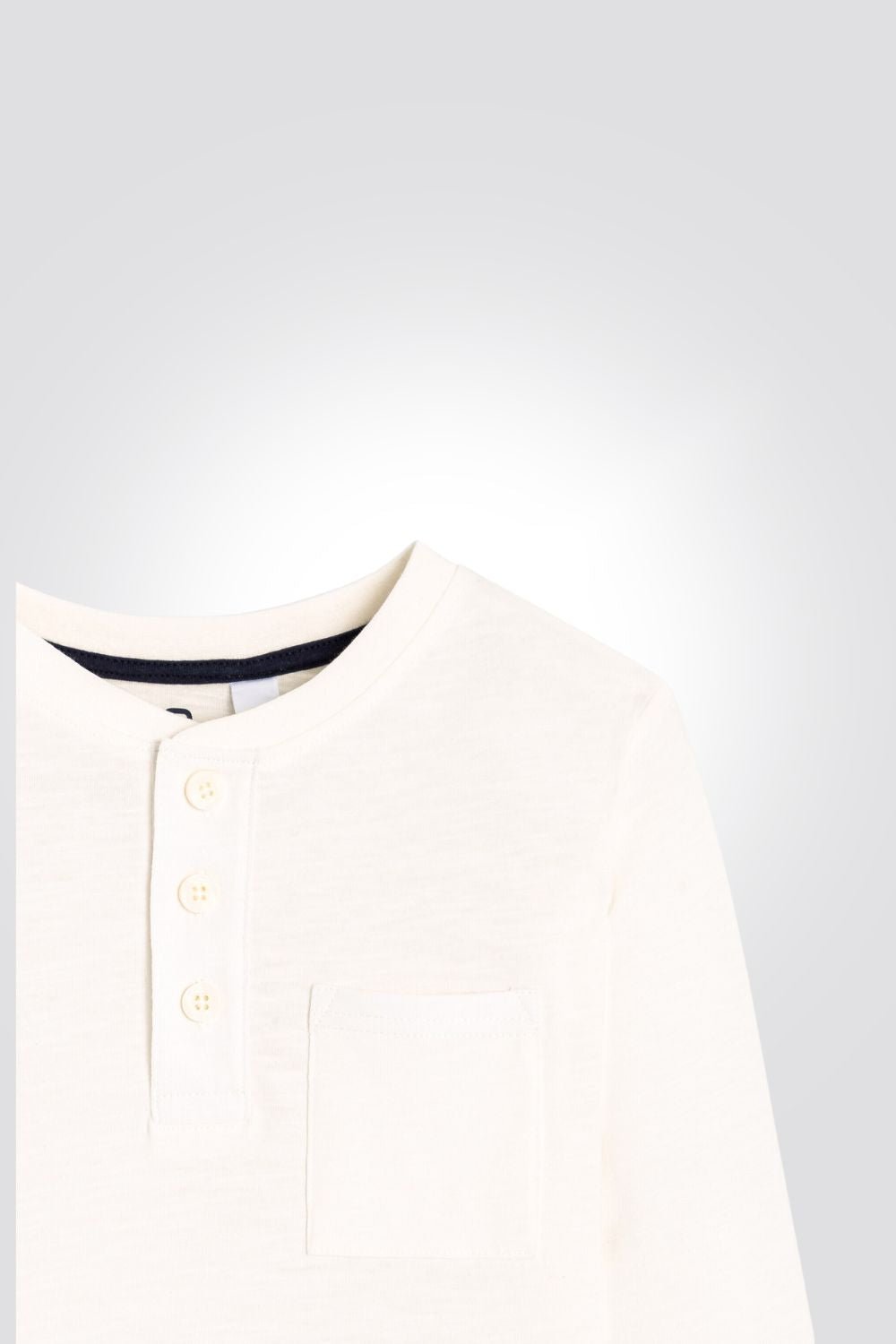OKAIDI - טישרט ילדים שרוול ארוך עם כפתורים בחזית בלבן - MASHBIR//365